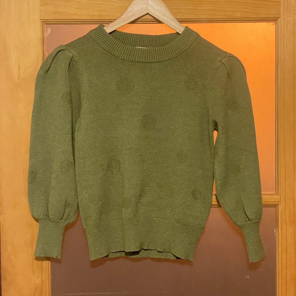 (5/$10) Philosophy Green Polka Dot Pattern Sweater - Size S